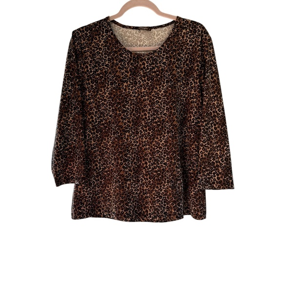 J McLaughlin Leopard Cheetah Print long sleeve top shirt - Picture 1 of 6